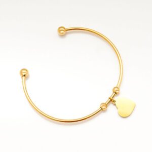 bracelet en acier rigide, doré, avec un coeur à personnaliser