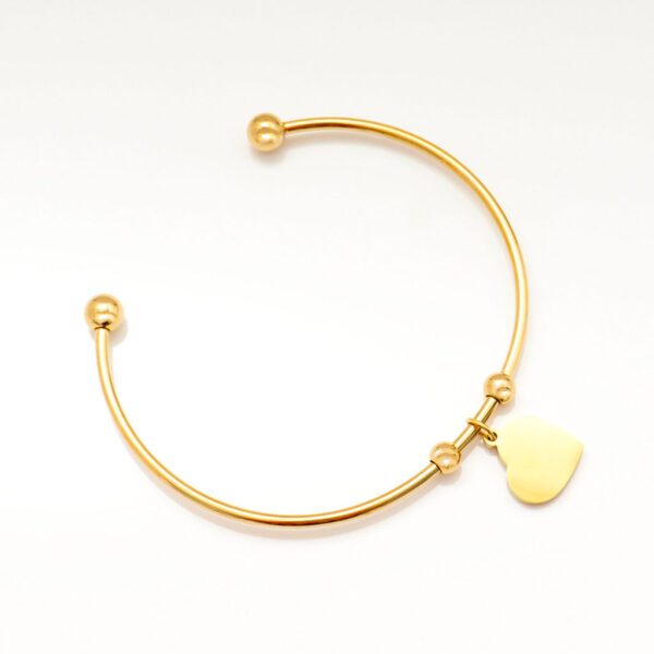 bracelet en acier rigide, doré, avec un coeur à personnaliser