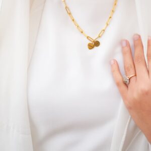 deux pendentif sur le bijou à anneaus - collier -